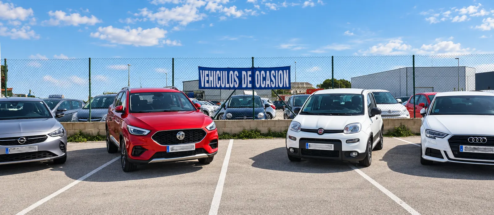 Coches de segunda mano en la exposición de Menorcarent Ocasión en Mahón, Menorca